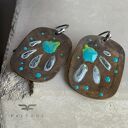 Kolczyki Geometric Flower - Turquoise & Ash