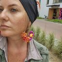Kolczyki kwiaty leciutkie - boho koła w kolorach pomarańcz i czerwień