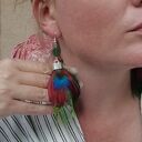 Lekkie kolczyki z kolorowymi piórami boho - folk