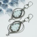 Larimar w srebrze 925 i 999 - kolczyki Lethias w technice wire wrapping