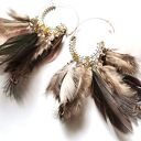 Kolczyki pióra duże - etno i boho handmade od Ruda Klara