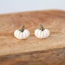 Białe dynie - minimalistyczne kolczyki sztyfty na jesień i Halloween