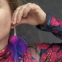 Kolczyki kolorowe pióra - energetyczne boho, duże i lekkie (handmade)