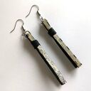 Kolczyki wiszące z naturalnej skóry, czarny i srebrne kwardacicki