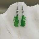 Kolczyki Zielony Kot - lekkie z motywem kota