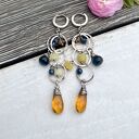 kwarc wiosenny - kolorowe srebrne kolczyki