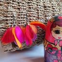 Kolczyki długie pióra - bardzo lekkie boho folk etno Frida