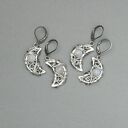 Kolczyki księżyce kamień księżycowy, wire wrapping, lunula, ametyst