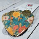 Kolczyki decoupage vintage z kwiatami i żywicą na stali chirurgicznej