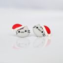 Świąteczne kolczyki Pusheen w czapkach - kotki Mikołaje, idealny prezent