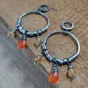 Kolczyki - karneol z cytrynem na kole