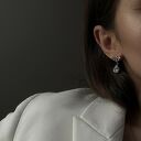 Kolczyki wachlarze z cyrkoniami z różowego złota na sztyftach