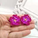 Różowe kolczyki sztyfty z kwiatami handmade - średnica ok. 28 mm