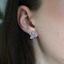 Kolczyki srebrne z zajączkami szare małe