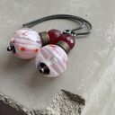 Kolczyki White Millefiori & Bordo z jadeitem, szkłem millefiori i biglami z oksydowanego srebra 