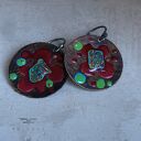 Kolczyki Exotic Flower - Dark Ruby & Turquoise Green