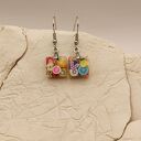 Kolczyki Fruit Cube - kolorowe kosteczki z żywicy z owocami