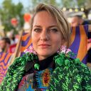 Kolczyki kwiaty zielono - różowe leciutkie obłędne zwracają uwagę