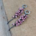 Kolczyki - rodonit delikatne gronka