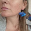 Niebieskie kolczyki kwiaty leciutkie w stylu boho folk