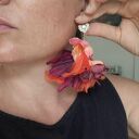 Długie kolczyki kolorowe kwiaty boho - róże na ślub