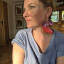 Kolczyki lekkie kwiaty i pióra boho folk - Ruda Klara