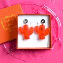 Kolczyki z żywicy: KAKTUSY: neon orange
