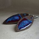 Kolczyki ze srebra i mosiądzu Fish Dark Ruby & Deep Blue