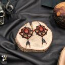 Kolczyki z agatem - długie haftowane