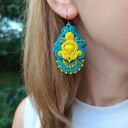 Kolczyki sutasz turkusowo -żółte