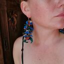 Długie kolczyki etno boho folk z frędzlami - skóra