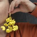 Kolczyki duże lekkie żólte kwiaty rękodzieło