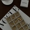 Złote kolczyki duże gniecione koła na sztyftach - 24K, srebro 925 (14 mm)
