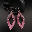 Wiszące Fioletowe Kolczyki z Koralików w Kształcie Łezki