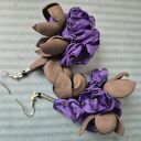 Lekkie, wyraziste kolczyki kwiatowe Boho Folk Frida - brązowo-niebieskie
