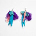 ręcznie robione kolczyki - długie pióra Wyjątkowe, ręcznie tworzone kolczyki w formie długich piór