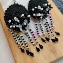 Kolczyki szydełkowe czarno-białe