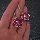 Różowe Wiszące Kolczyki "Crystal Fuchsia Maxima" z Kryształków Preciosa