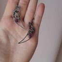 Srebrne kolczyki wire wrapping z ametystem - ręcznie robiona biżuteria artystyczna