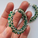 Kolczyki Koła z Kryształów Preciosa i Koralików - AURA Emerald