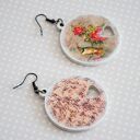 Kolczyki drewniane - Ptaszki vintage w kolorze czerwieni (decoupage)
