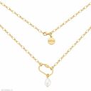 Złoty naszyjnik z ozdobnym zapięciem i naturalną perłą