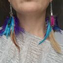 Kolczyki kolorowe energetyczne pióra duże lekkie wykonane w pojedynczym egzemplarzu rękodzieło