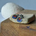 Kolczyki Folk Kwiaty Mini - Blue & Red