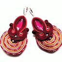 Kolczyki haftowane sutasz Red Spiral
