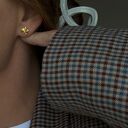 pozłacane złote kolczyki orchidee