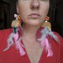 Kolczyki leciutkie długie pióra boho - kolorowe frida (Ruda Klara)