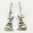 Kolczyki srebrne z zajączkami szare - biżuteria
