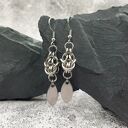 Kolczyki chainmaille łańcuszek - stalowy listek