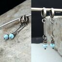 Larimar - kolczyki ze srebra 925 oksydowanego (handmade)